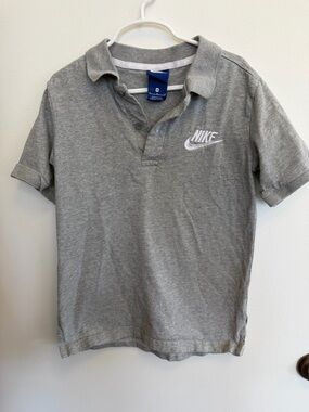 Nike Kids Grey Polo with White Swoosh Logo